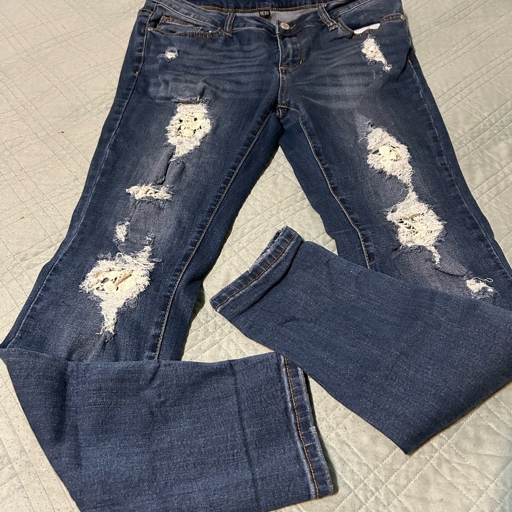 Distressed Blue Jeans - Picture 2 of 6